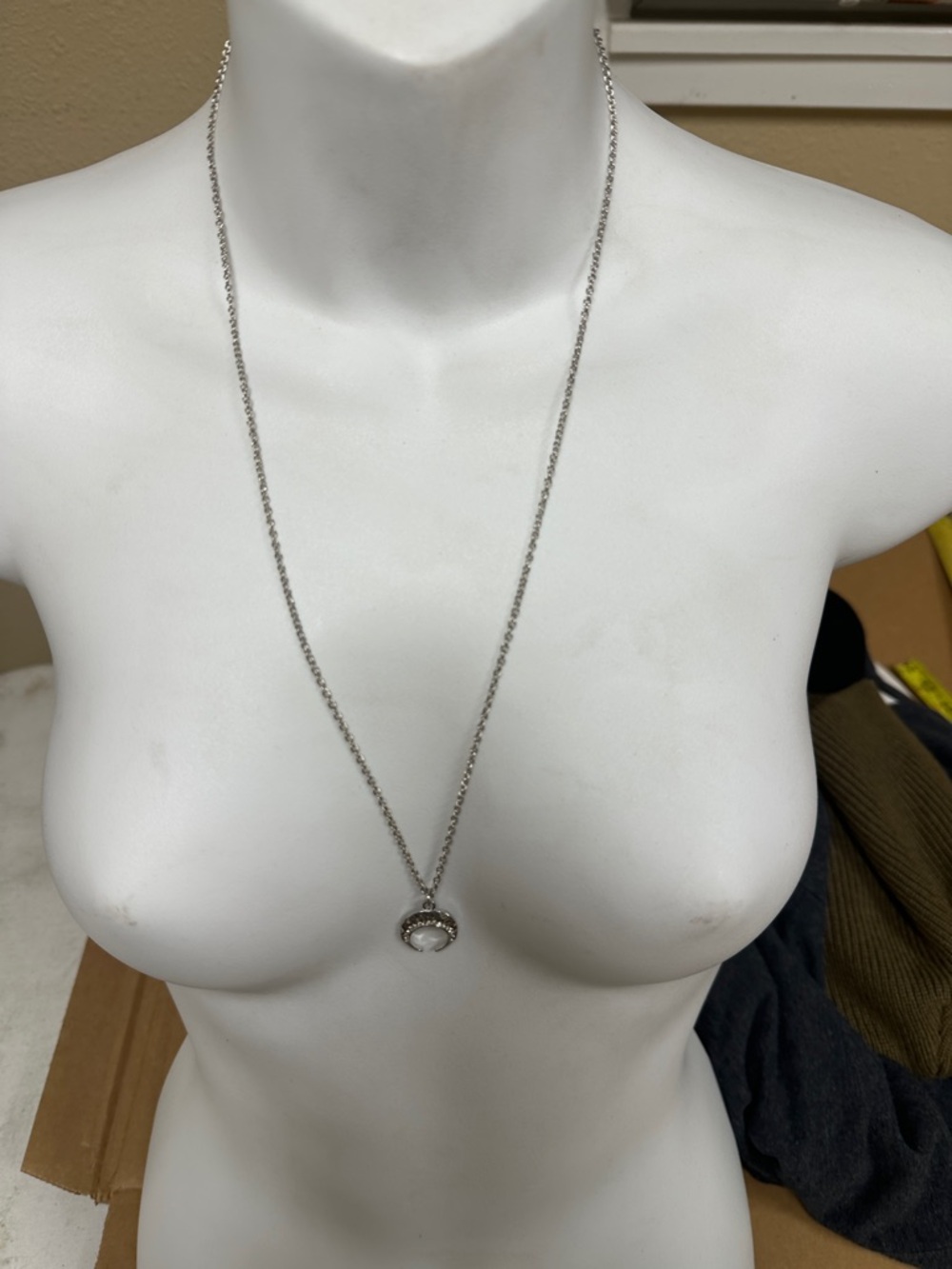##111, Guess by Marciano Silver Crescent Moon Pendant Necklace